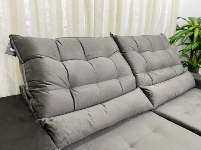 Sofá Retrátil Reclinável Bérgamo 2.30m - Cinza Veludão - Image 5