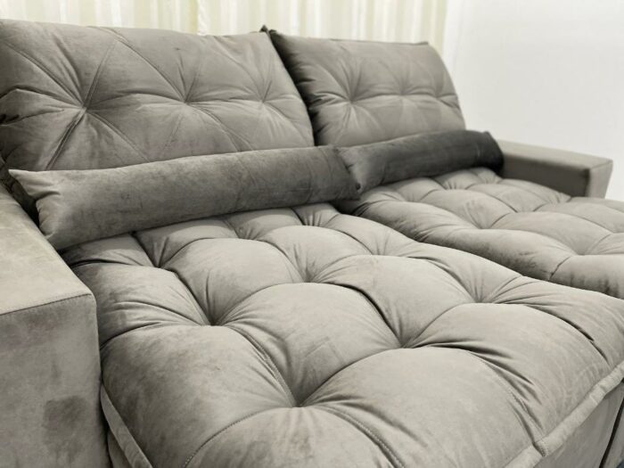 Sofá Retrátil Reclinável Avalon 2.50m - Cinza Veludão - Image 6
