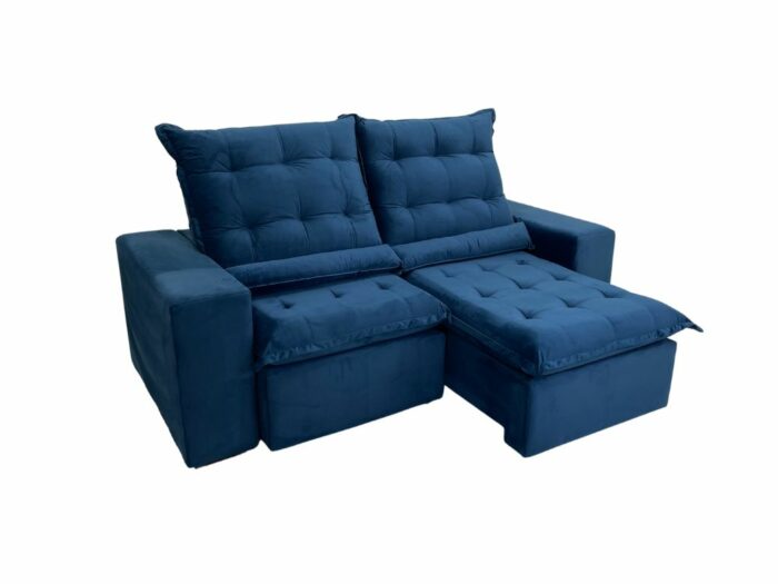 Sofá Retrátil Reclinável Kauã 2.00m - Azul Veludão - Image 11