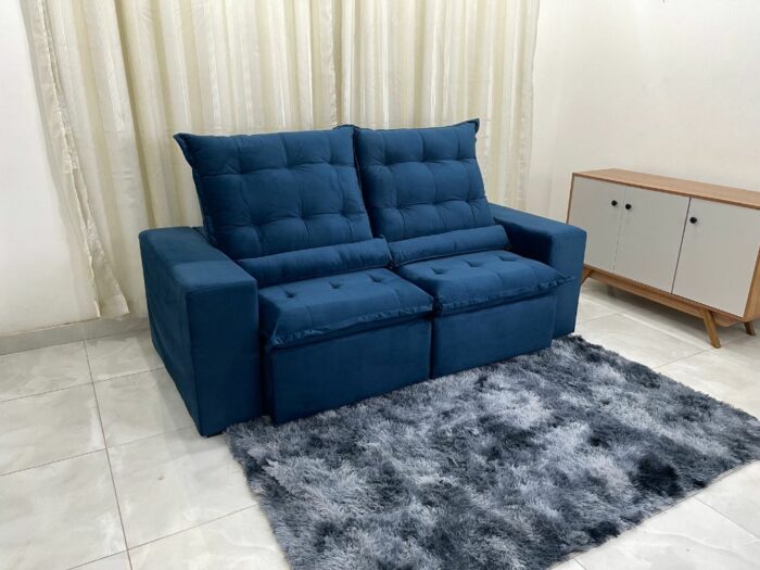 Sofá Retrátil Reclinável Kauã 2.00m - Azul Veludão - Image 3