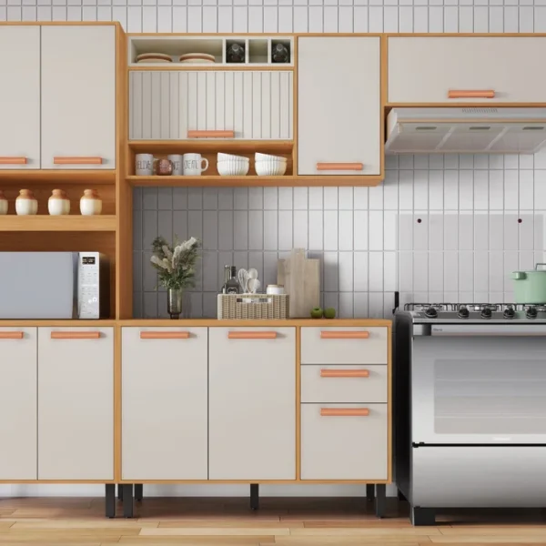 Cozinha Modulada 4 Peças 10 Portas 2 Gavetas e Nicho para Forno Nápoles