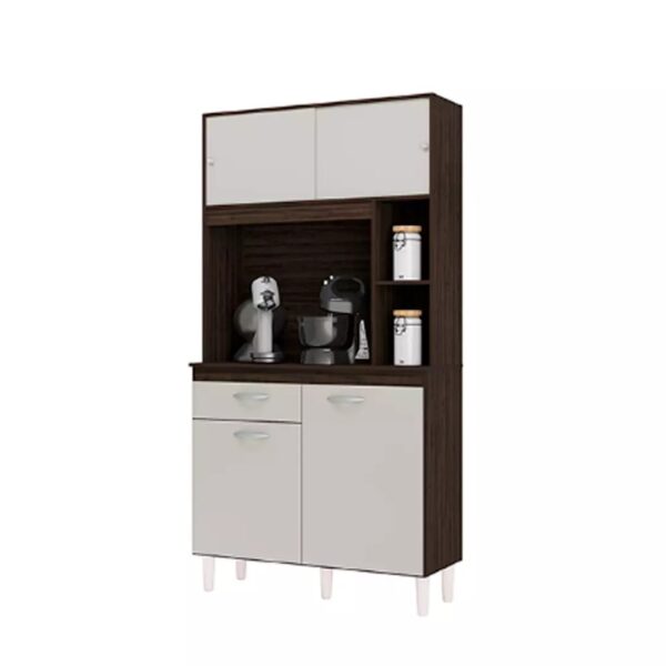 Armário Cozinha Kit Duda 90 cm Chocolate Off White