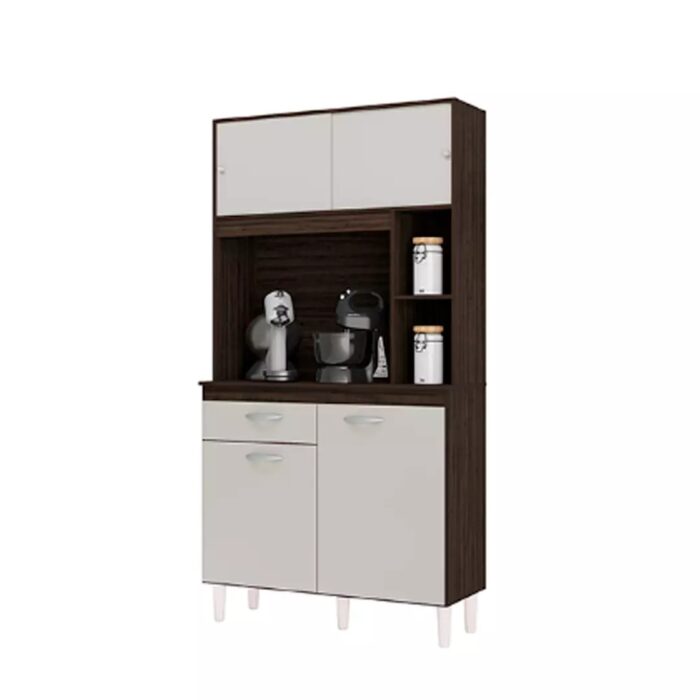 Armário Cozinha Kit Duda 90 cm Chocolate Off White