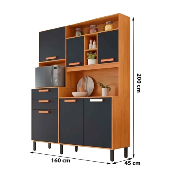 kit de cozinha Compacta 160 cm Nápoles Madeira Itatiaia