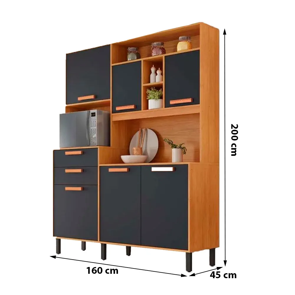 kit de cozinha Compacta 160 cm Nápoles Madeira Itatiaia
