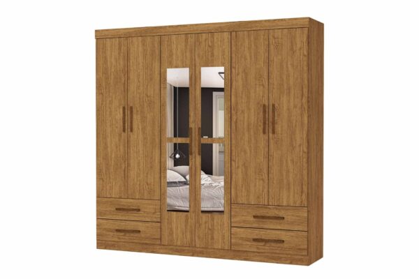 ROUPEIRO HERCULES 6 PORTAS + 4 GAVETAS COM ESPELHO