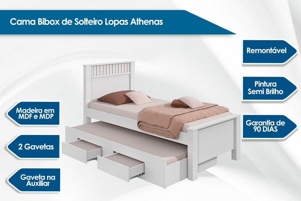 CAMA SOLTEIRO ATHENAS C/ AUXILIAR - Imagem 3