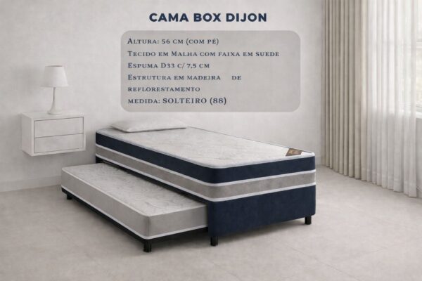 CAMA BOX DIJON SOLTEIRO C/ AUXILIAR