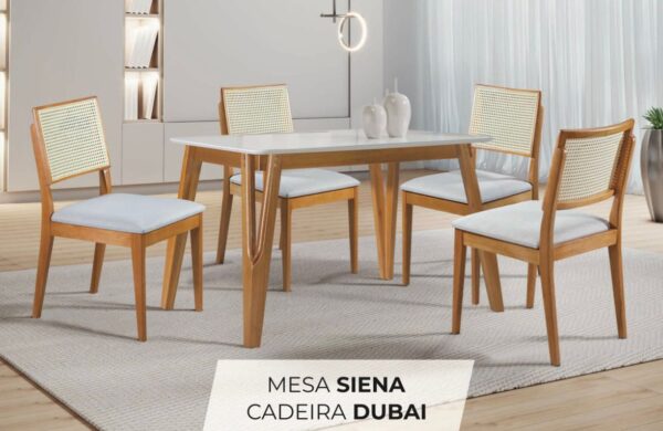 MESA SIENA 160X90 + 6 CADEIRAS DUBAI
