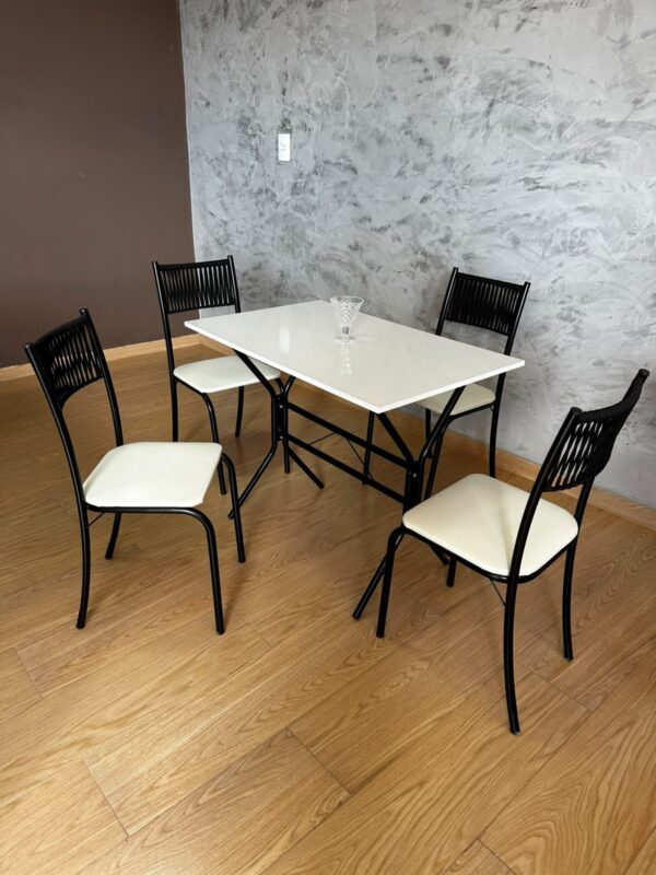 Mesa Atenas base nexus 90×58 + 4 Cadeiras Atenas corda náutica Tubo