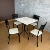 Mesa Atenas base Orion 68×68 + 4 Cadeiras Atenas corda náutica Tubo