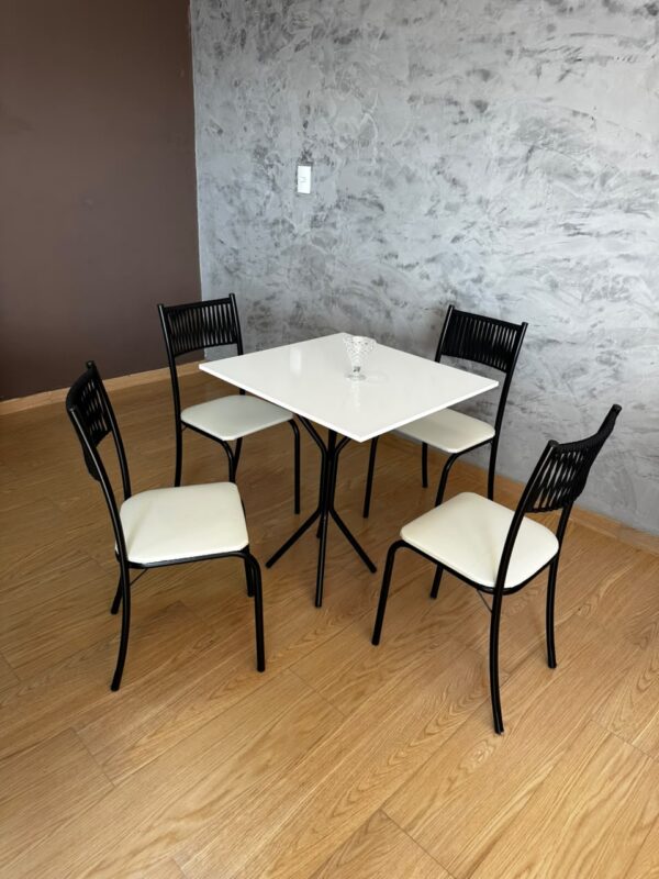 Mesa Atenas base Orion 68×68 + 4 Cadeiras Atenas corda náutica Tubo